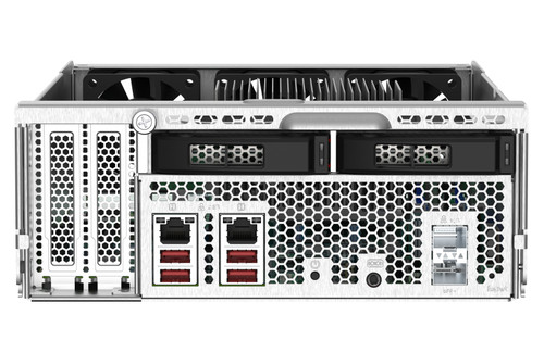 Qnap Intel Xeon E-2236 6 cores/12 threads 3.4 GHz processor (Bursts up to 4.8 GHz), 16 GB DDR4 ECC UDIMM memory (2 x 8 GB), 2 x NVMe Gen3 x2 M.2 slots, 2