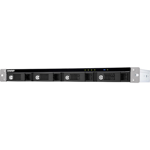 Qnap 4-bay 1U 12 short-depth rackmount 3.5 SATA HDD USB 3.0 type-C hardware RAID external enclosure. 1M USB 3.0 type-C to type-A cable included. Expansion unit for QNAP NAS, Windows, Mac, Linux computers.