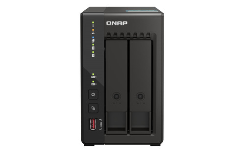Qnap Intel J6412 4C processor 2.0 GHz, burst up to 2.6GHz, onboard 8GB RAM, 2 x SATA 6Gb/s, 2 x M.2 PCIe Geb 3 x2 slots, 2 x 2.5GbE, 2 x USB 3.2 Gen 2 type-A Ports, 1 x HDMI 1.4b(up to 4096 x 2160 @ 30Hz), 2x USB 2.0, long term supply up to 2029