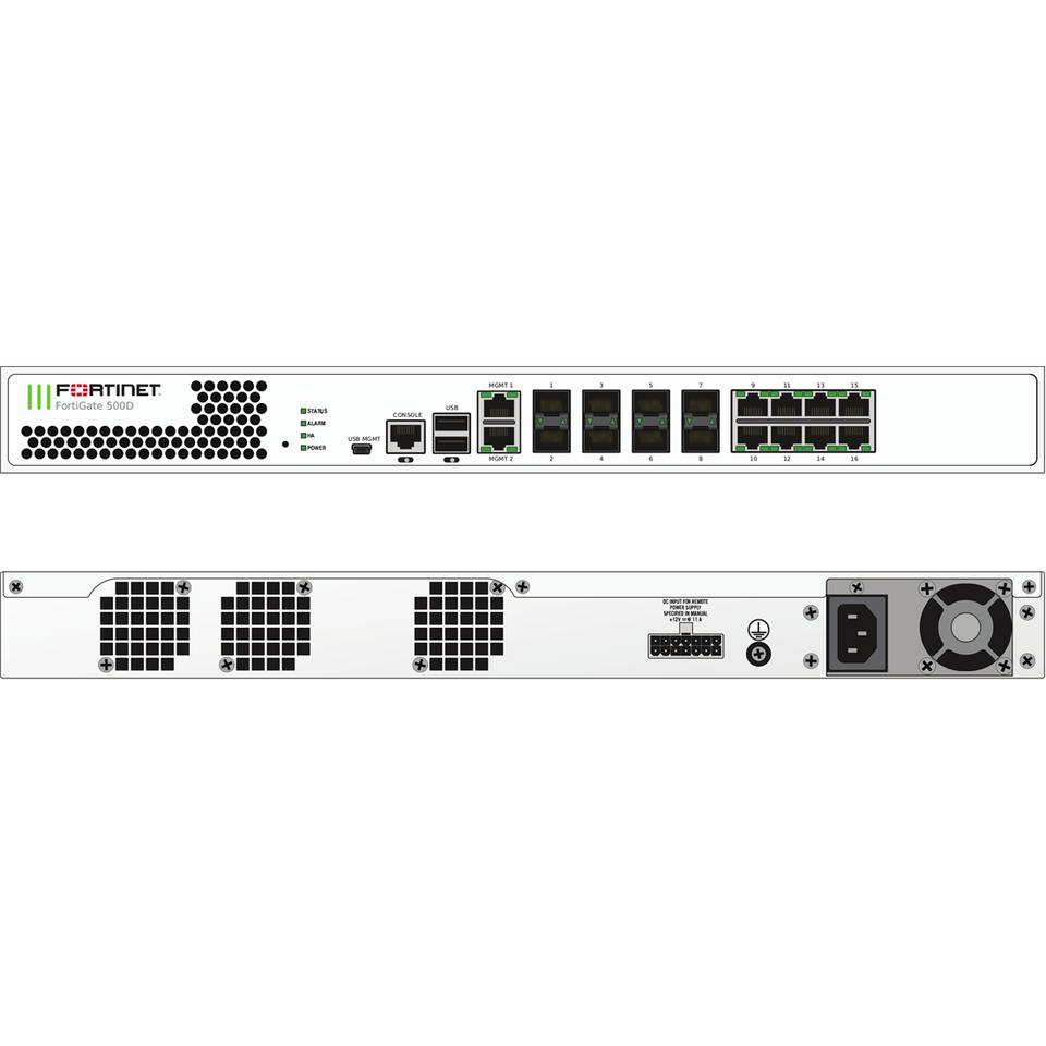Fortinet 10 x GE RJ45 ports, - FG-500D-LENC