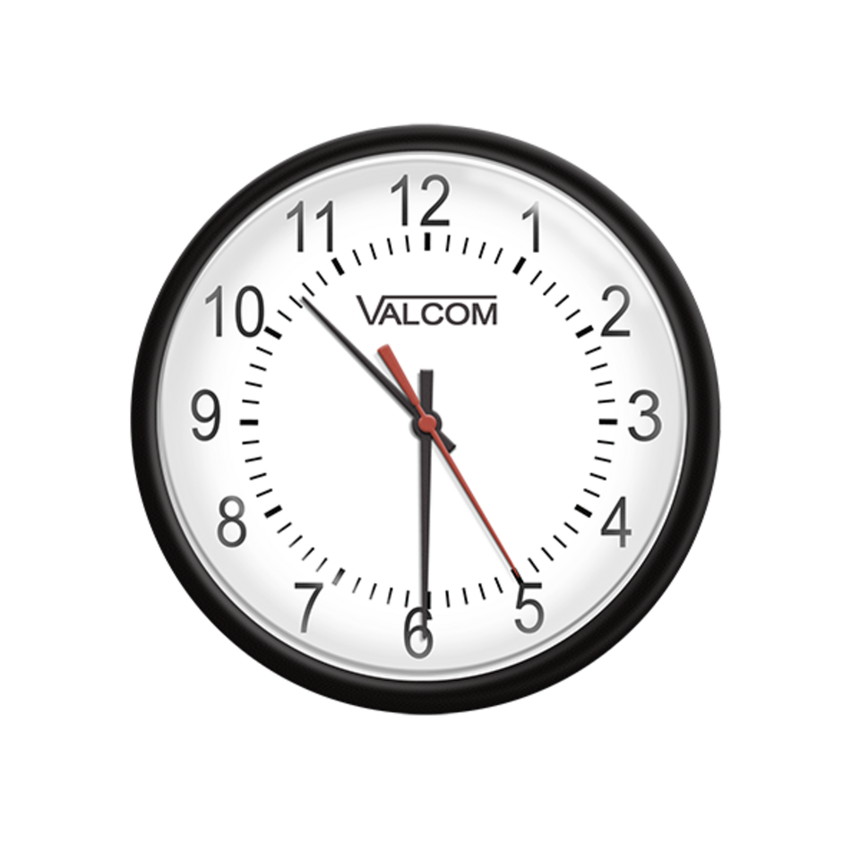 Valcom 16 Round Wireless Clock, Black, Surface Mount, Battery Operated - V-Aw16B