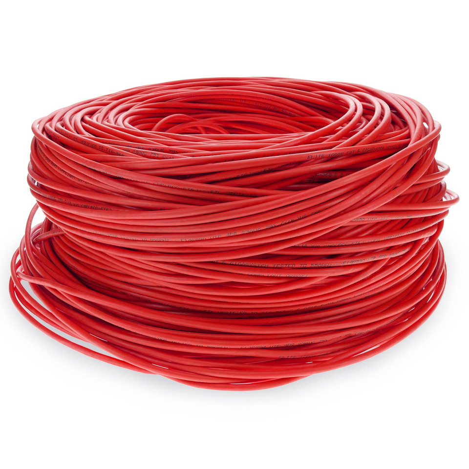 AddOn 1000ft Non-Terminated Red Cat6 STP PVC Plenum Rated Copper Patch Cable - ADD-CAT6BULK1KSP-RD