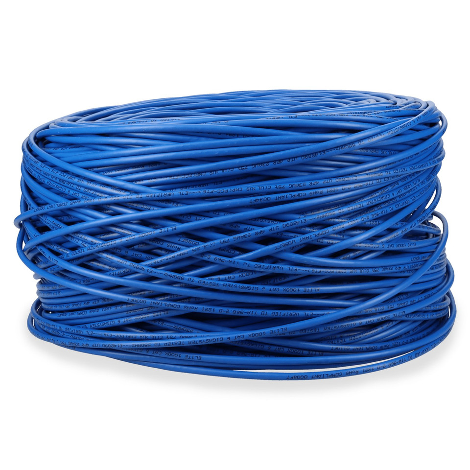 AddOn 1000ft Non-Terminated Blue Cat6 UTP Plenum-Rated Solid Copper Patch Cable - ADD-CAT6USBULK1KP-BE