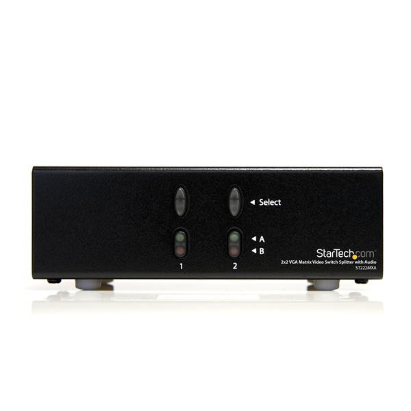 Startech 2X2 VGA Matrix Video Switch Splitter With Audio - ST222MXA