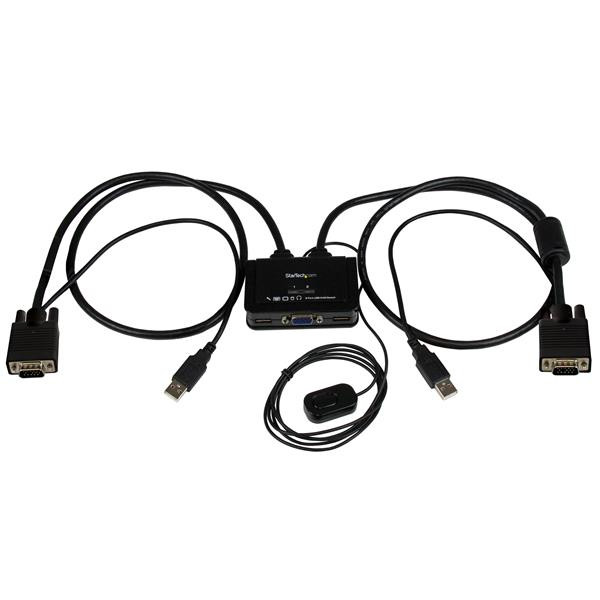 Startech 2 Port USB VGA Cable KVM Switch - USB Powered With Remote Switch - SV211USB