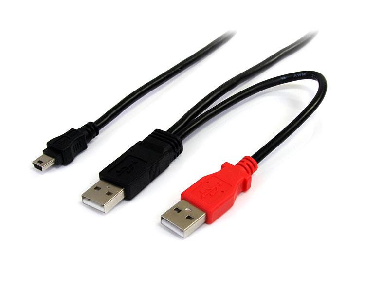Startech 3 Ft USB Y Cable For External Hard Drive - USB A To Mini B - USB2HABMY3