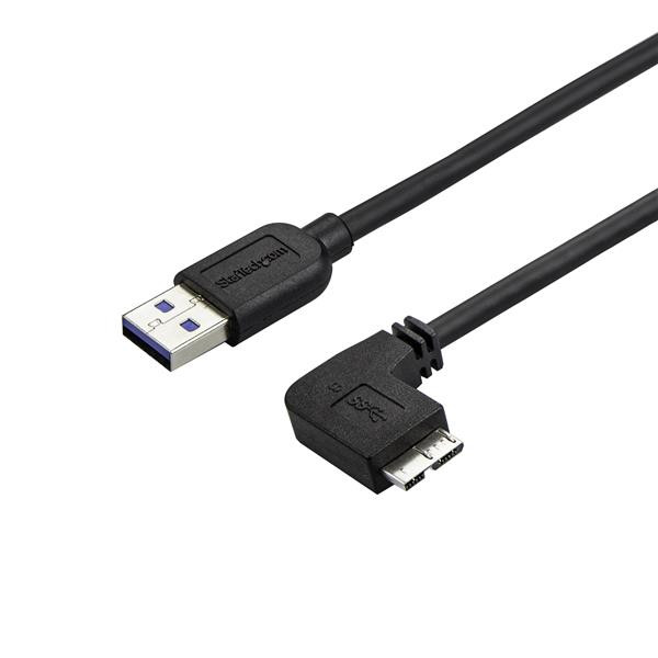 Startech Slim Micro-USB 3.0 Cable - M/M - Right-Angle Micro USB - 2M (6Ft) - USB3AU2MRS