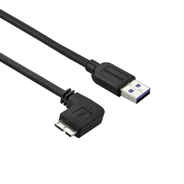 Startech Slim Micro USB 3.0 Cable - M/M - Left-Angle Micro-USB - 0.5M (20In) - USB3AU50CMLS
