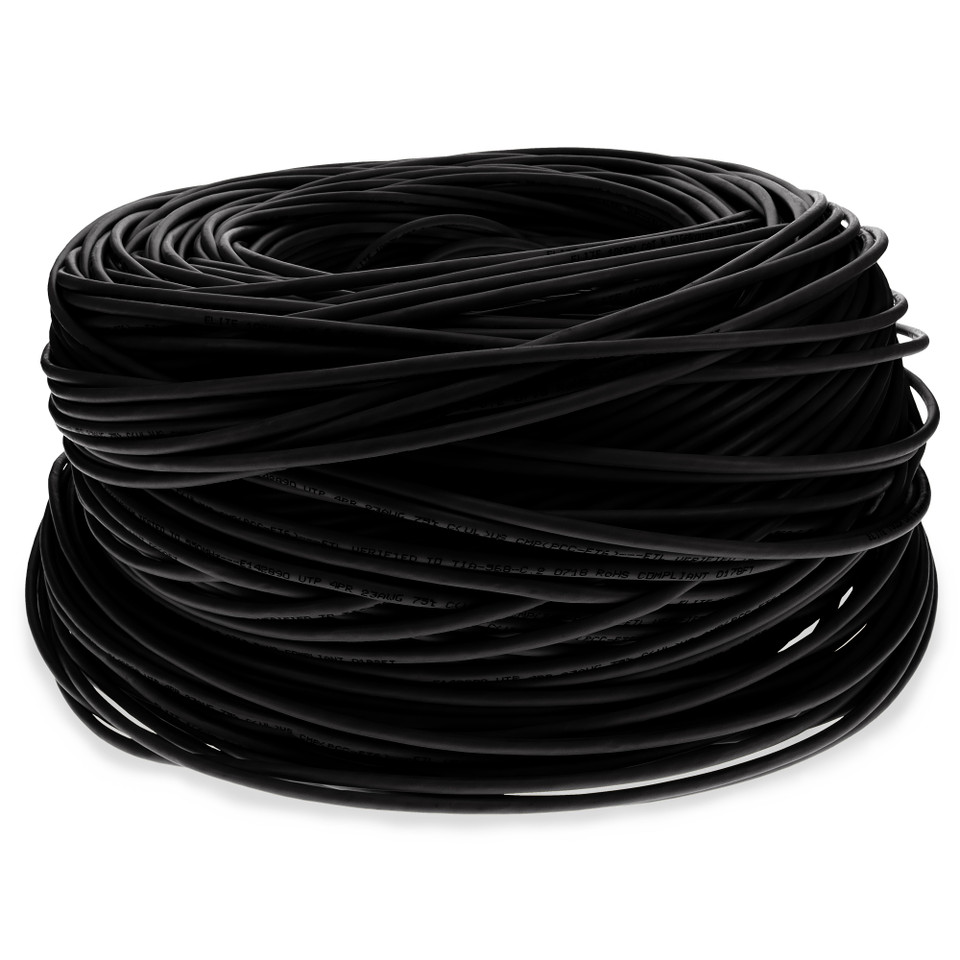 AddOn 1000ft Black Cat6 STP Pvc Copper Patch Cable - ADD-CAT6BULK1KS-BK
