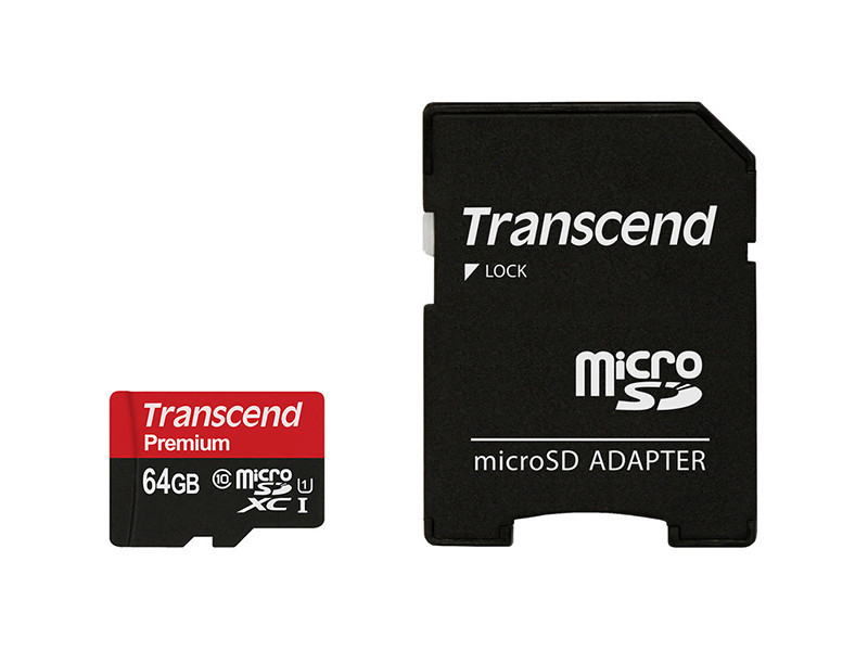 Transcend 64GB Microsdxc Class10 U1 W/Adapter - TS64GUSDU1