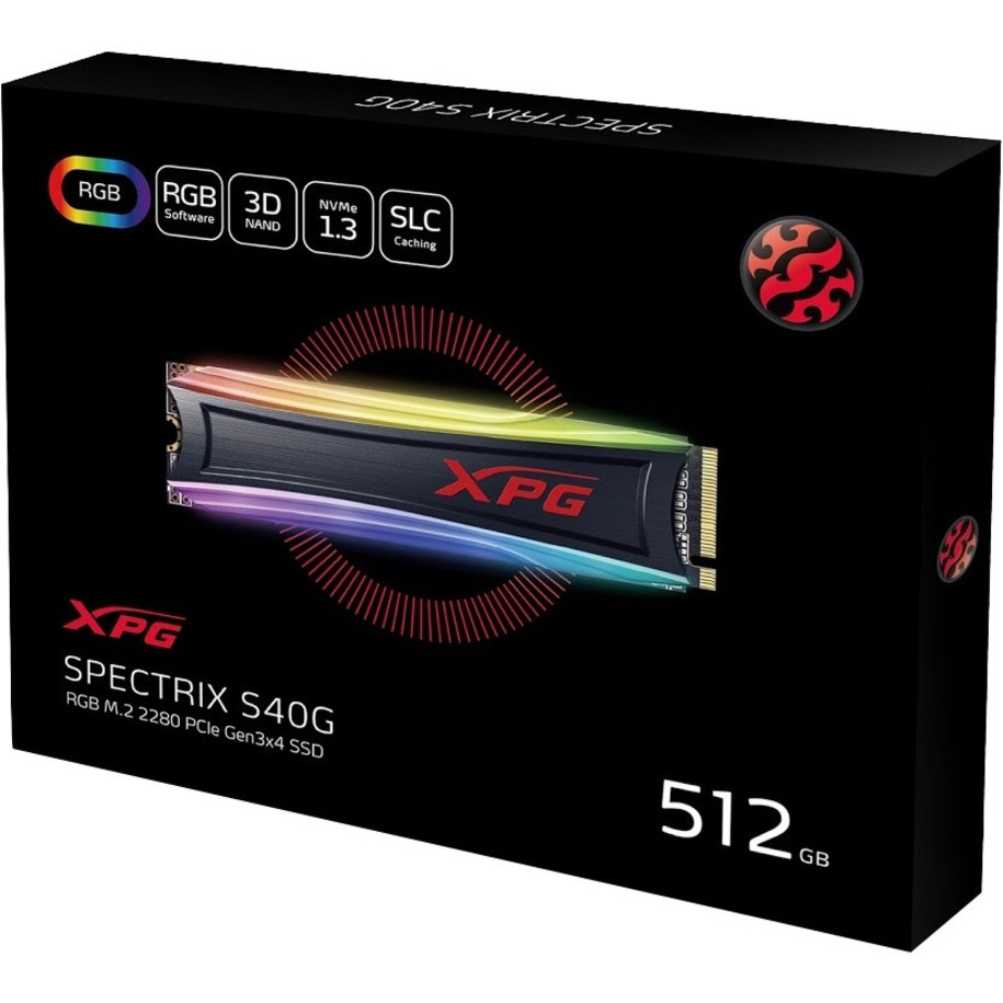 XPG Spectrix S40G AS40G-512GT-C 512 GB Solid State Drive - M.2 2280 Internal - PCI Express NVMe (PCI Express NVMe 3.0 x4) - AS40G-512GT-C