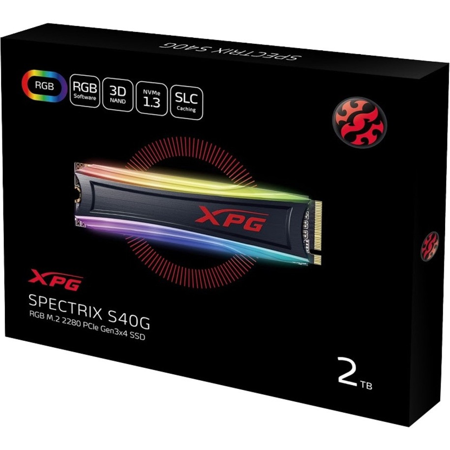 XPG Spectrix S40G AS40G-2TT-C 2 TB Solid State Drive - M.2 2280 Internal - PCI Express NVMe (PCI Express NVMe 3.0 x4) - AS40G-2TT-C