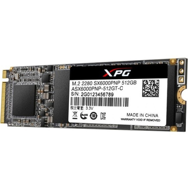 XPG SX6000 Pro ASX6000PNP-512GT-C 512 GB Solid State Drive - M.2 2280 Internal - PCI Express (PCI Express 3.0 x4) - ASX6000PNP-512GT-C