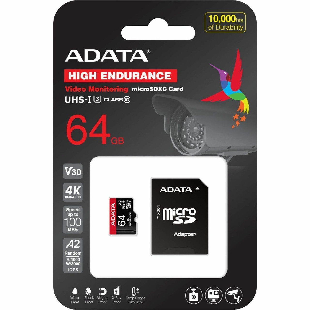 Adata High Endurance 64 GB Class 10/UHS-I (U3) V30 microSDXC - AUSDX64GUI3V30SHA2-RA1 Adata High Endurance 64 GB Class 10/UHS-I (U3) V30 microSDXC - AUSDX64GUI3V30SHA2-RA1