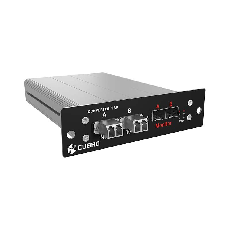 Cubro Converter TAP R version, 1 Link 10G (2 x SFP) , 2 x 10G BaseSX (MM) Monitor Ports; 1/3 19in Rackmount Housing (rackmount kit not included) - CBR.CONV-R-10-MM-R3