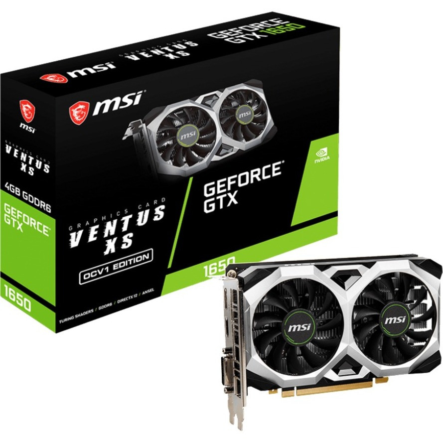 MSI Nvidia Geforce Gtx 1650 Graphic Card - 4 Gb Gddr6 - 1.62 Ghz Boost Clock - 128 Bit Bus Width - Pci Express 3.0 X16 - Displayport - Hdmi - Dvi - G165D6Vxsc1