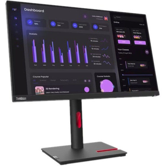 Lenovo ThinkVision T24i-30 23.8" Full HD LCD Monitor - 16:9 - Raven Black - 24" Class - In-plane Switching (IPS) Technology - 1920 x 1080 - 16.7 Million Colors - 250 Nit - 4 ms - 60 Hz Refresh Rate - HDMI - VGA - DisplayPort - USB Hub - 63CFMAT1US