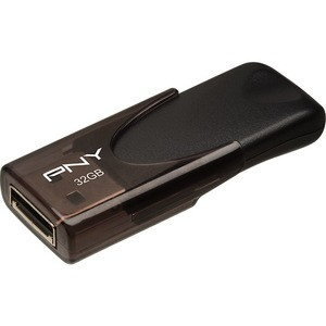 PNY 32GB Attaché 4 2.0 Flash Drive - 32 GB -  USB 2.0 Type A - Black - 1 Year Warranty - P-FD32GATT4-GE