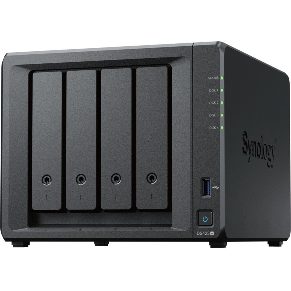 Synology DiskStation DS423+ SAN/NAS Storage System - Intel Celeron J4125 Quad-core (4 Core) 2 GHz - 4 x HDD Supported - 0 x HDD Installed - 4 x SSD Supported - 0 x SSD Installed - 2 GB RAM DDR4 SDRAM - DS423+