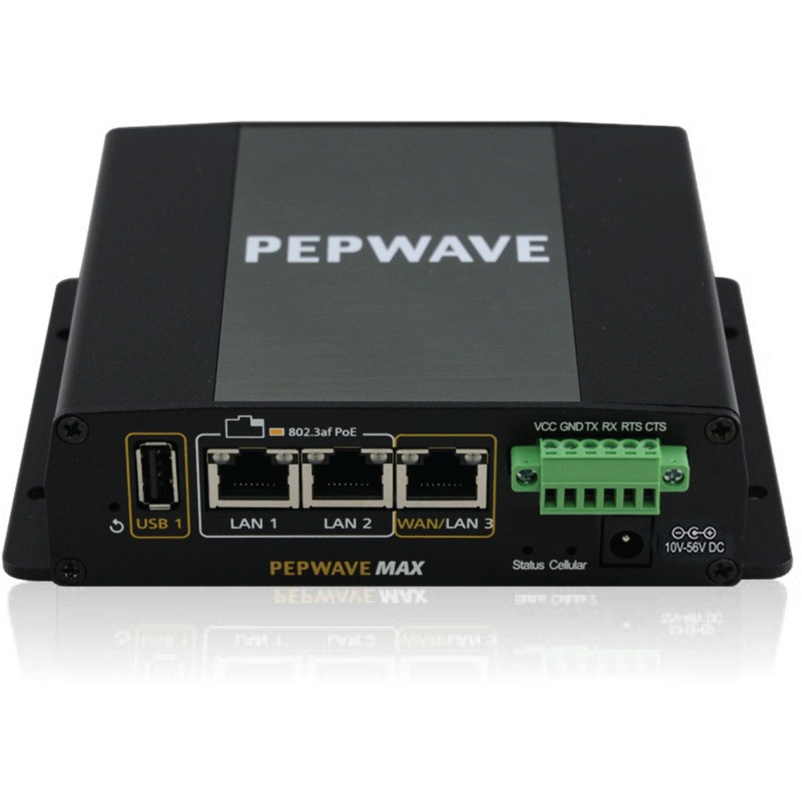 Peplink Max BR1 ENT Cellular, Ethernet Modem/Wireless Router - 4G - LTE Advanced, HSPA+, DC-HSPA+ - 3 x Antenna(3 x External) - 2 x Network Port - 1 x Broadband Port - USB - Gigabit Ethernet - VPN Supported - MAX-BR1-ENT-LTEA-W-T