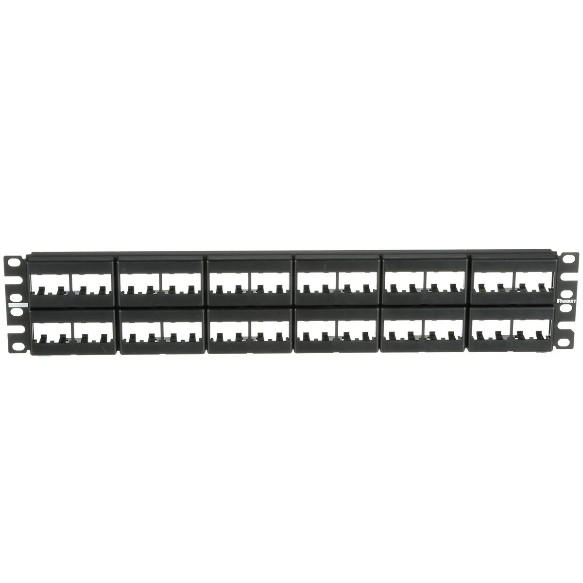 Panduit MINI-COM Modular Faceplate Patch Panels - Patch panel - black - 2U - 19" - 48 ports - CPP48WBLY