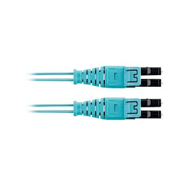 Panduit Opti-Core Push-Pull - Patch cable - LC multi-mode (M) to LC multi-mode (M) - 19.8 m - fiber optic - duplex - 50 / 125 micron - OM3 - booted, riser - aqua - FX2ERQ1Q1SNF065