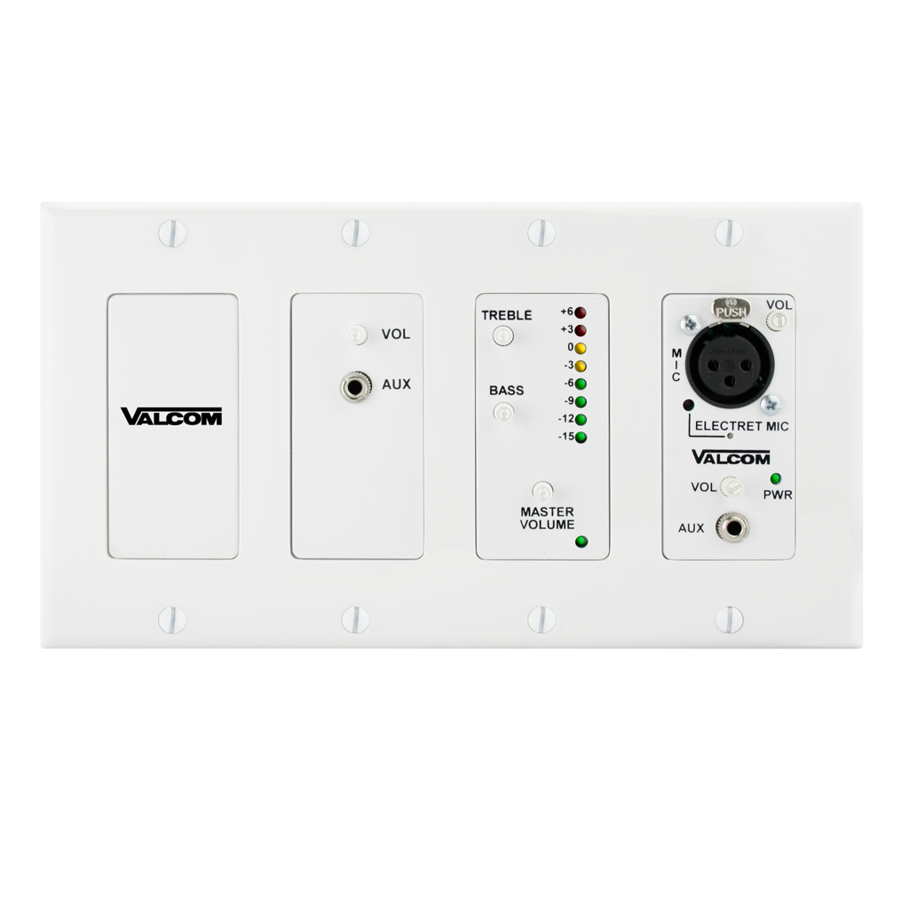 Valcom In-Wall Mixer W/Remote Input Module, Wh - V-9985-W