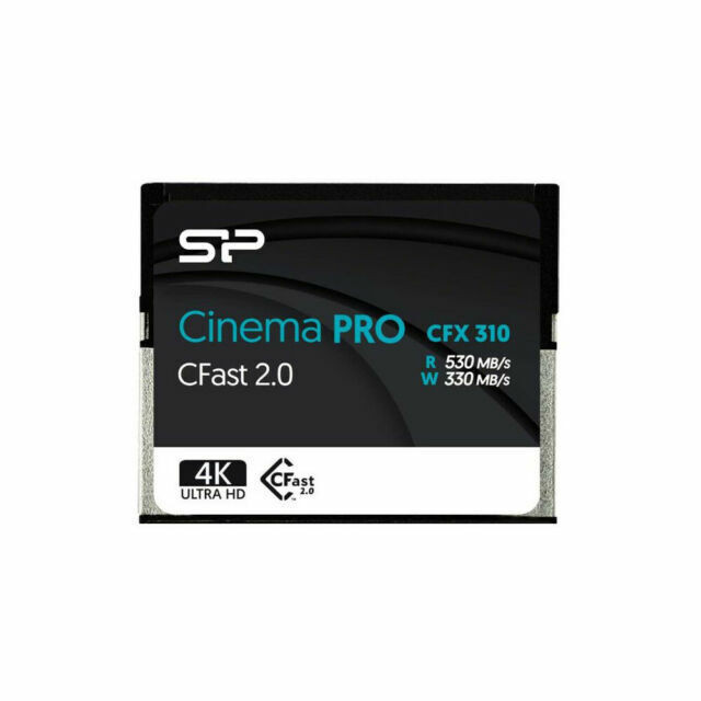 Silicon Power 128GB CFast 2.0 CinemaPro CFX310 Memory Card, 3500X, up to 530MB/s Read, MLC, For Blackmagic URSA Mini, Canon XC10/1D X Mark II and More - SP128GICFX311NV0BM