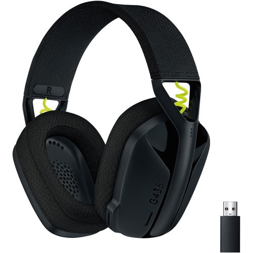 Logitech G435 Lightspeed Wireless Gaming Headset - Stereo - USB Type A - Wireless - Bluetooth - 32.8 ft - 45 Ohm - 20 Hz to 20 kHz - Over-the-ear - Ear-cup - Black, Neon Yellow - 981-001049