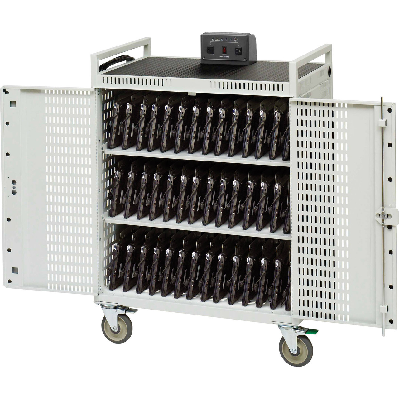 Bretford 42-Unit Core M Cart with Intelligent Charging, Platinum/Platinum CORE42MSSC-PMPM