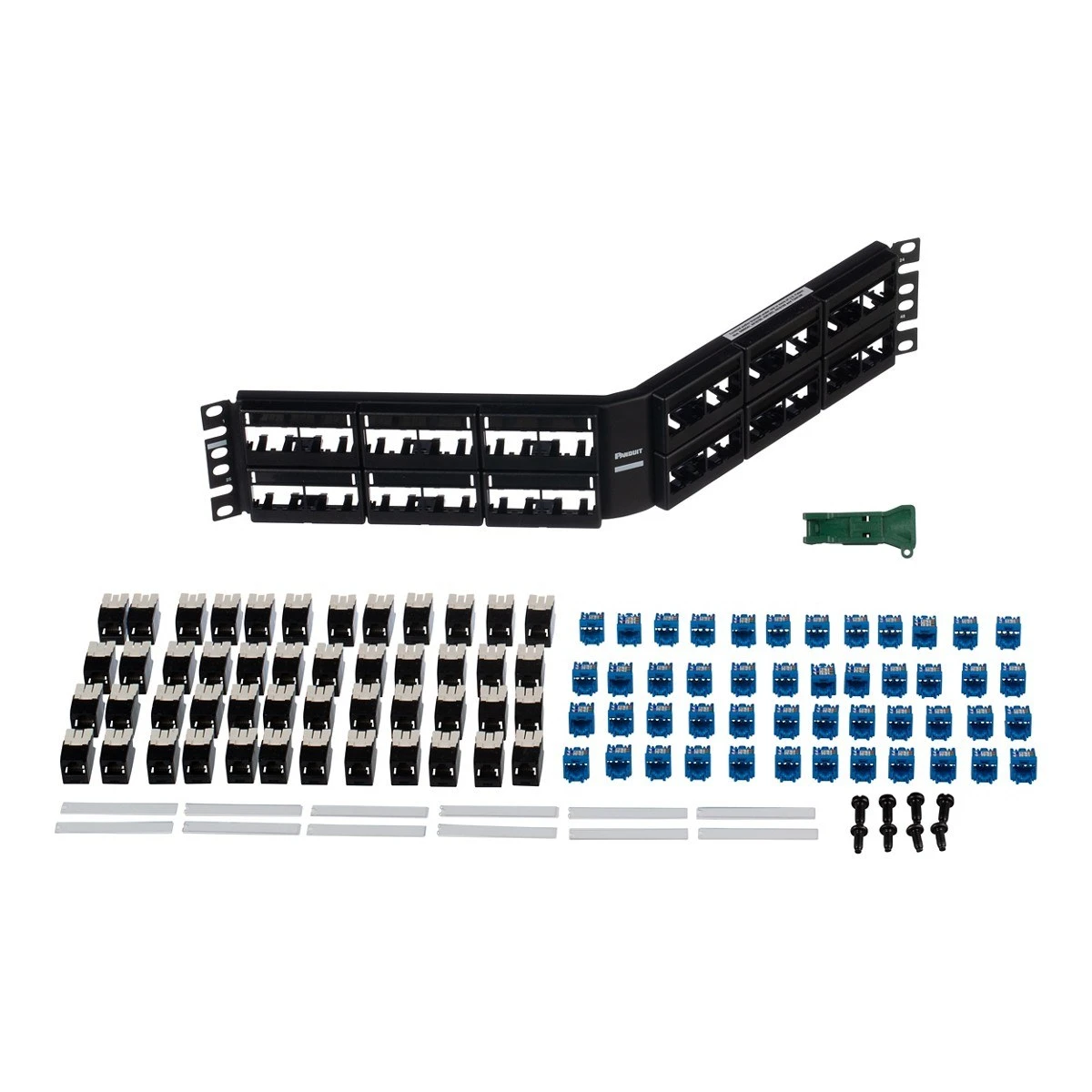 Panduit Patch Panel Kit - Patch panel - RJ-45 X 48 - black - 2U - 19" - CPPKLA6ATG48WBL