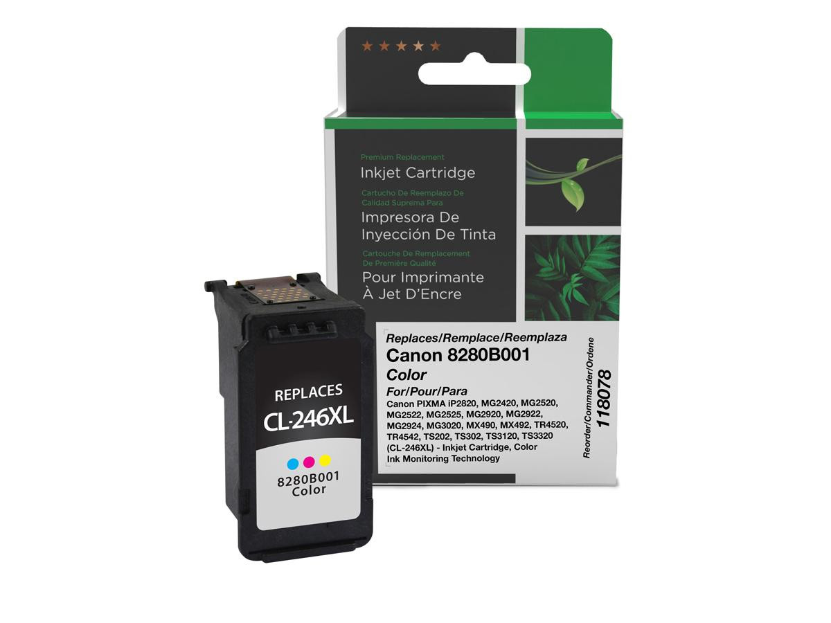 CIG Clover Imaging Remanufactured Canon PIXMA iP2820, MG2420, MG2520, MG2920, MG2922, MG2924, MX492 (CL-246XL) - Inkjet Cartridge, Color Ink Monitoring Technology Page Yield 300 8280B001 (CL-246XL)