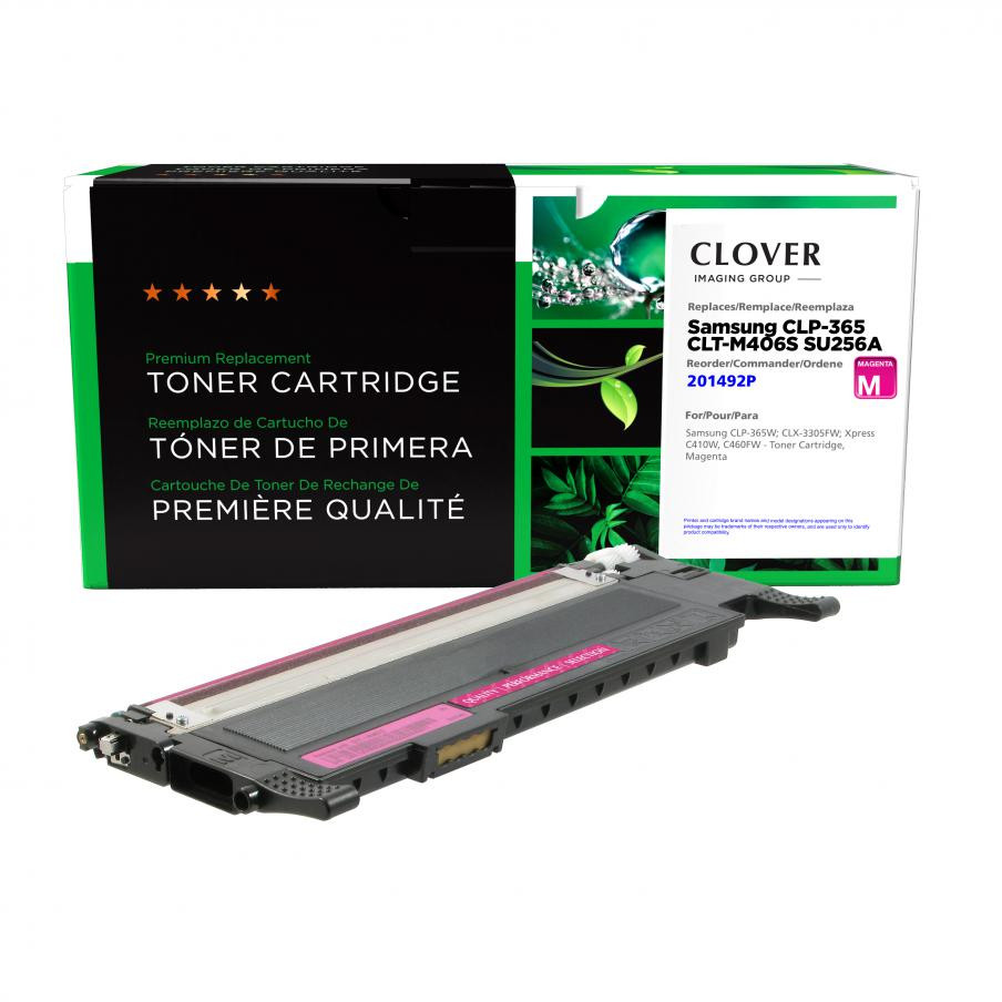 CIG Clover Imaging Remanufactured Samsung CLT-M406S / SU256A Magenta Toner Cartridge for use in CLP-365W C460FW CLX-3305FW C410W estimated yield 1000 pages