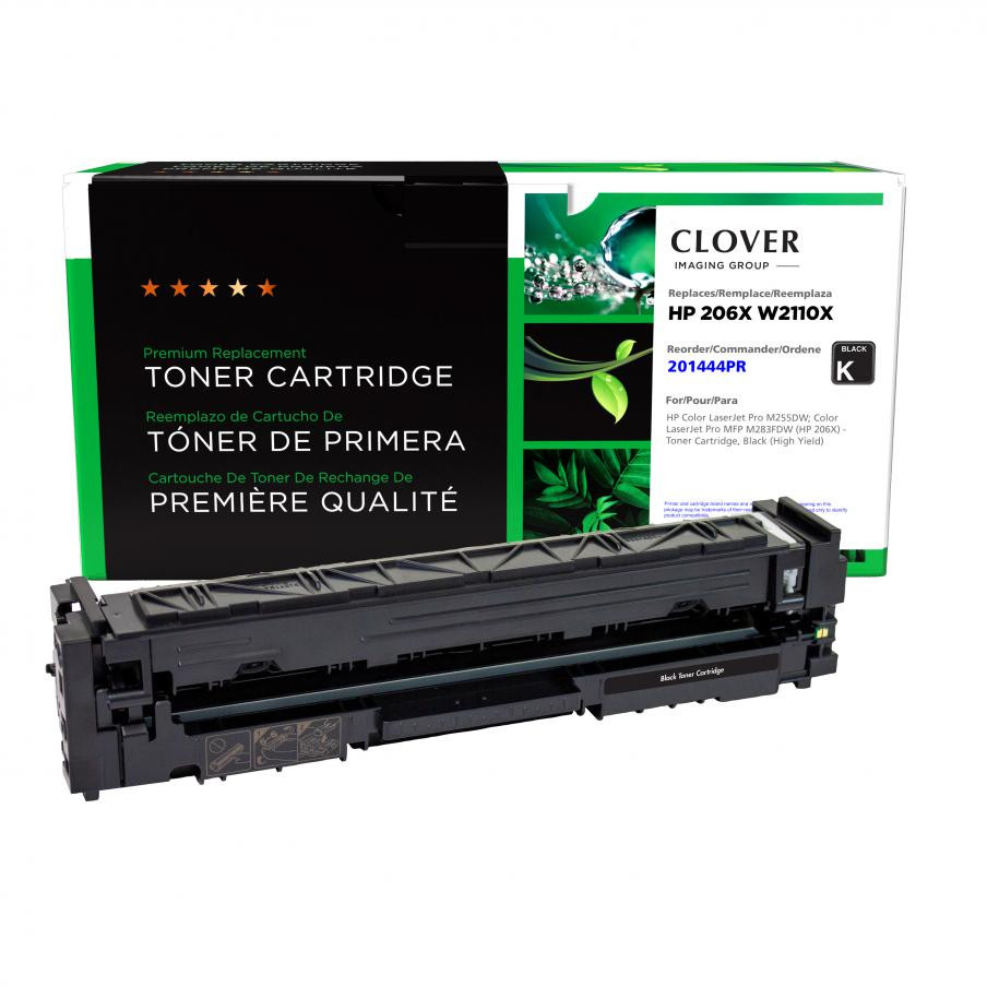 CIG Clover Imaging Remanufactured for HP W2110X NOT FOR MPS USE Does not include toner low messaging Reused OEM Chip For use in HP M255DW MFP M283FDW (HP 206X) Toner Cartridge Black (High Yield) 3150 Page Yield