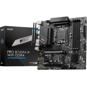 MSI Pro B760M-A Wifi Ddr4 Gaming Desktop Motherboard - Intel B760 Chipset - Socket Lga-1700 - Micro Atx - Core, Pentium Gold, Celeron Processor Supported - 128 Gb Ddr4 Sdram Maximum Ram - Dimm, Udimm - Prob760Mawid4