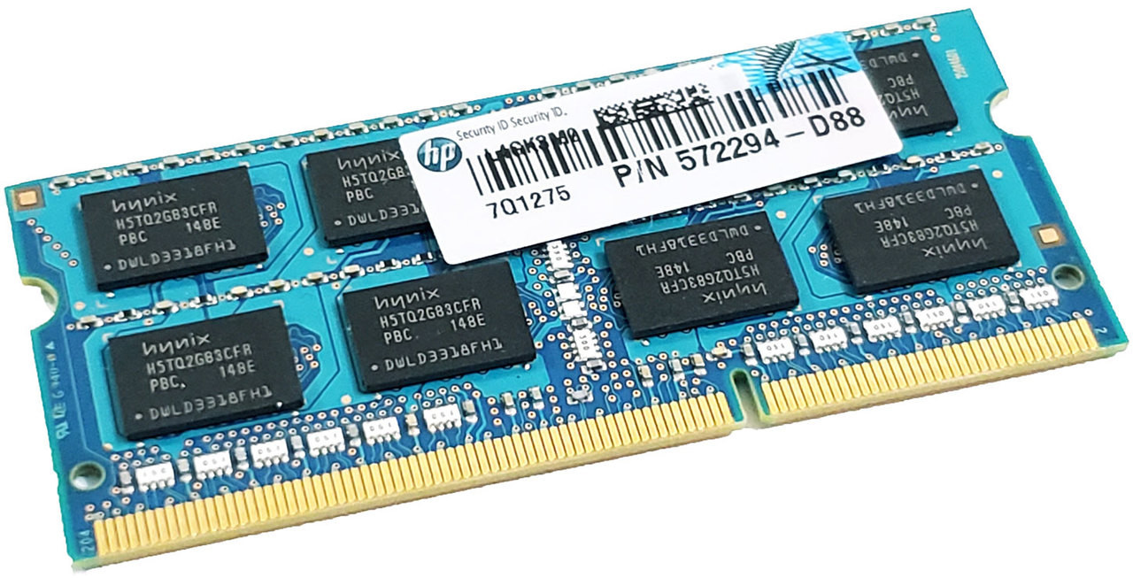 HP 4GB 1333Mhz PC3-10600S DDR3-1333 204-Pin SODIMM Laptop Memory - 572294-D88-DNA