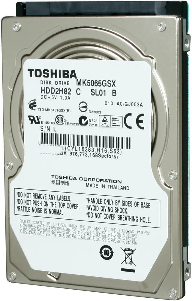 Toshiba MK5065GSX 500GB SATA/300 5400RPM 8MB 2.5" Hard Drive - MK5065GSX