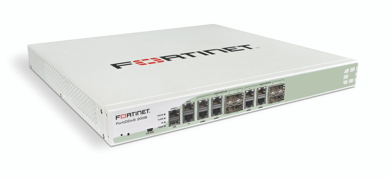 Fortinet HW FDD-200B DDoS Protection Appliance - 4 x Shared Media pairs (including 4 pairs x GE RJ45 with bypass protection, in parallel with 4 pairs x GE SFP slots). 2 x GE RJ45 Management Ports. Includes 480GB SSD default storage - FDD-200B