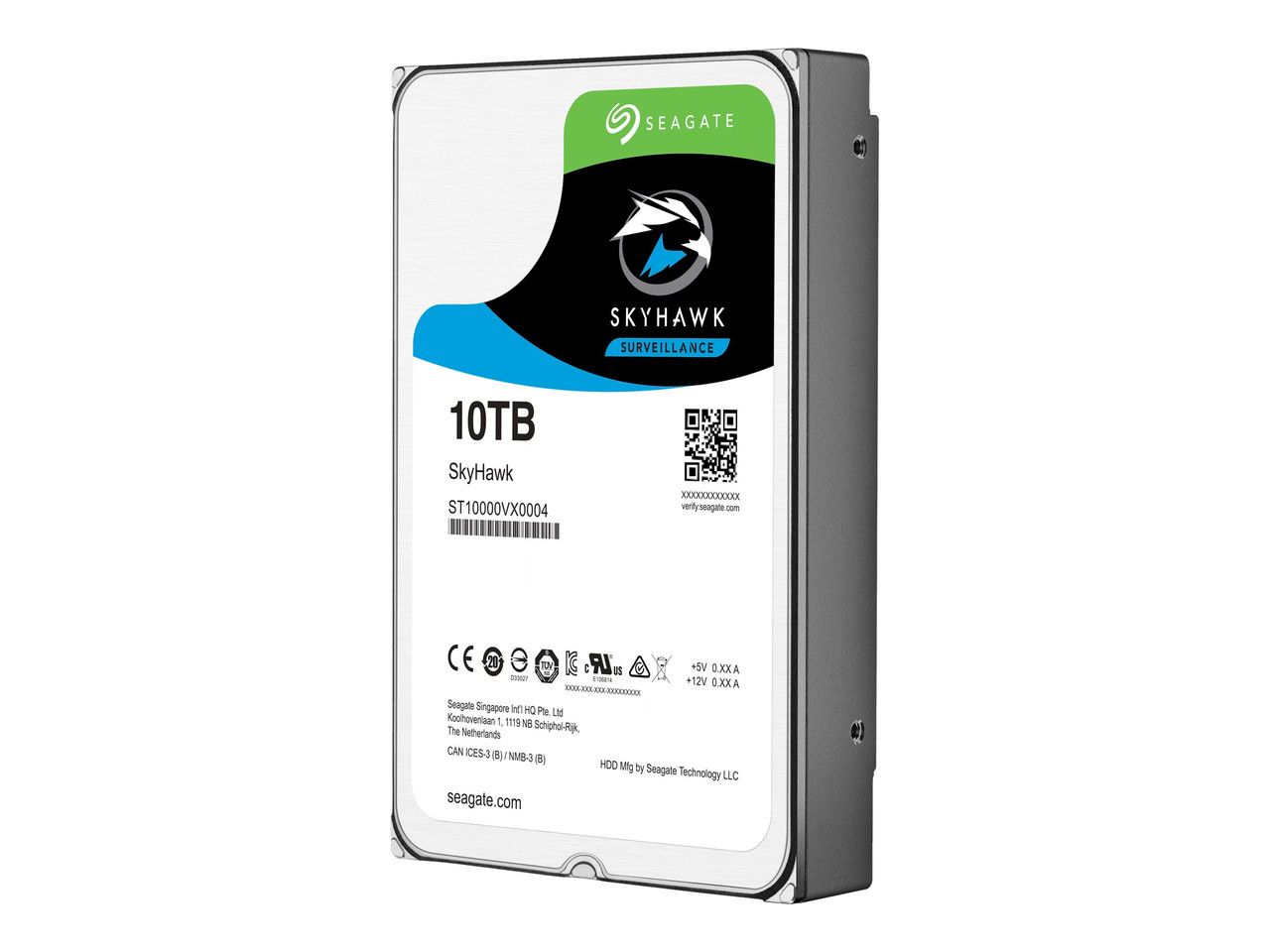 Seagate Skyhawk ST10000VX0004 10 TB Hard Drive - 3.5" Internal - SATA (SATA/600) - Conventional Magnetic Recording (CMR) Method - 256 MB Buffer - 7200rpm - 3 Year Warranty - ST10000VX0004