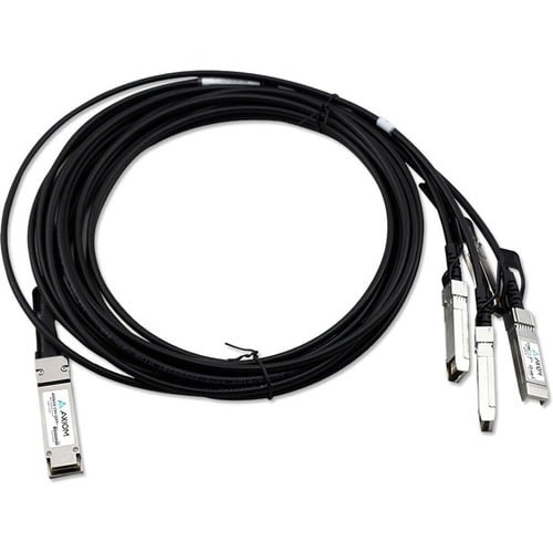 Axiom 40GBASE-CR4 QSFP+ to 4 10GBASE-CU SFP+ Active DAC Cisco Compatible 10m - 32.81 ft QSFP+/SFP+ Network Cable for Network Device - First End: 1 x QSFP+ Network - Second End: 4 x SFP+ Network - 40 Gbit/s - Splitter Cable - QSFP-4X10G-AC10M-DNA