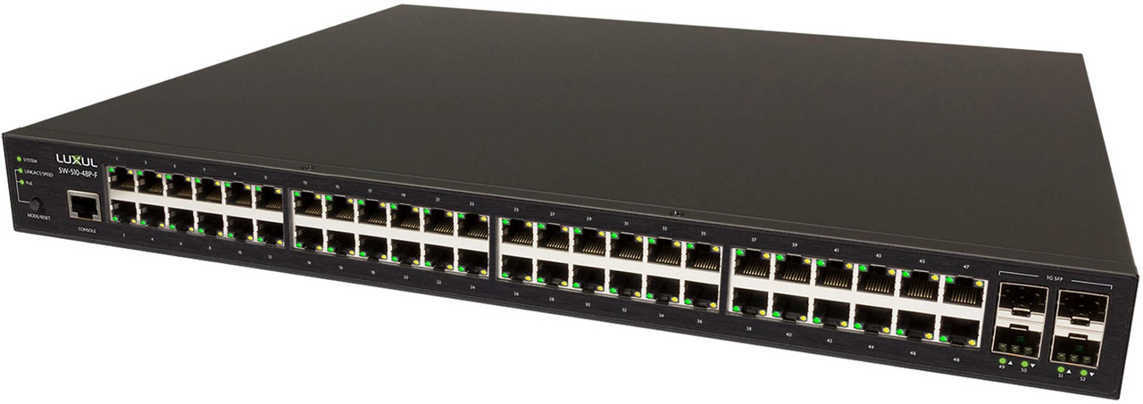Luxul 48 Poe+ Port Gb Switch Front W 4 Sfp