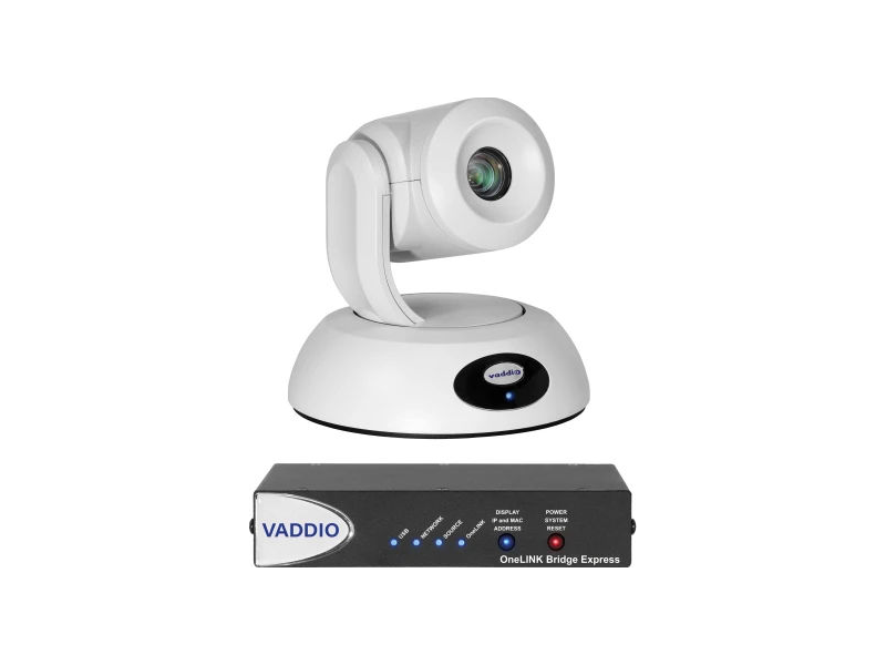 Vaddio RoboSHOT Elite Series 30E HDBT - Conference camera - PTZ - color - 8.6 MP - 1920 x 1080 - motorized - HDMI - HDBaseT - H.264 - PoE Plus - TAA Compliant - with Vaddio OneLINK Bridge Express