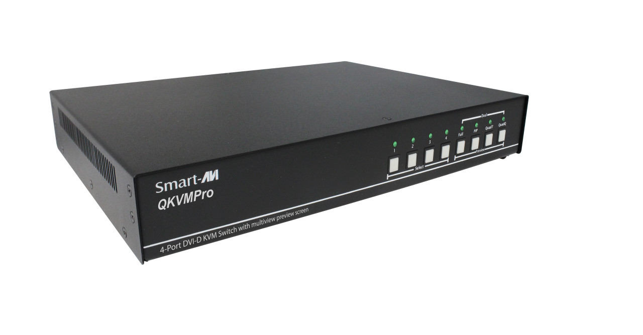 Smartavi QKVM-4K Ultra-HD Quadruple View KVM Switch 4-Port HDMI, USB 2.0 KVM Switch