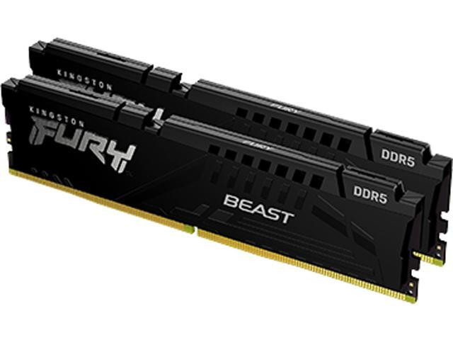 Kingston FURY Beast 32GB (2 x 16GB) DDR5 SDRAM Memory Kit - For Motherboard - 32 GB (2 x 16GB) - DDR5-5200/PC5-41600 DDR5 SDRAM - 5200 MHz Single-rank Memory - CL36 - 1.25 V - Non-ECC - Unbuffered - KF552C36BBEK2-32
