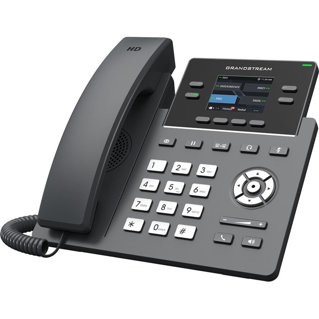 Grandstream GRP2612G IP Phone - Corded - Wall Mountable, Desktop - 4 x Total Line - VoIP - 2 x Network (RJ-45) - PoE Ports - GRP2612G