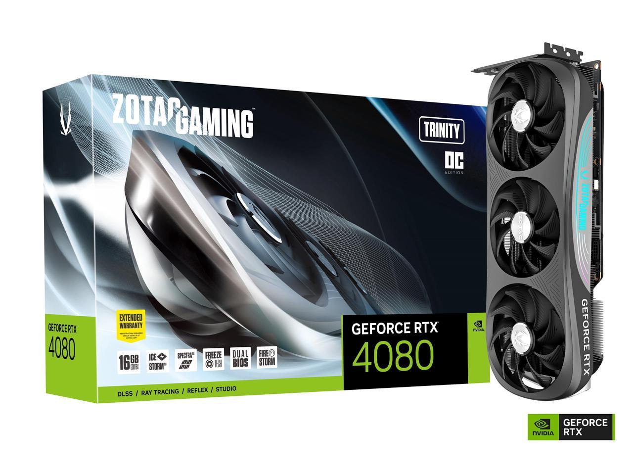 Zotac Nvidia GeForce RTX 4080 Graphic Card - 16 GB GDDR6X - 2.52 GHz Boost Clock - 256 bit Bus Width - PCI Express 4.0 x16 - DisplayPort - HDMI - ZT-D40810J-10P