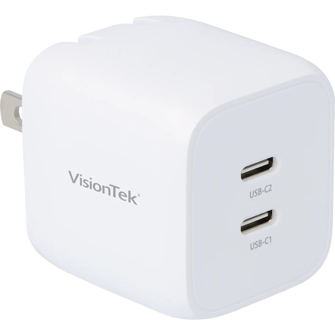 Visiontek 45W GaN II Power Adapter - 2 Port - 45 W - 120 V AC, 230 V AC Input - 3.3 V DC/3 A, 5 V DC, 12 V DC, 15 V DC, 16 V DC, 20 V DC, 5.9 V DC, 11 V DC, 9 V DC Output - 901535
