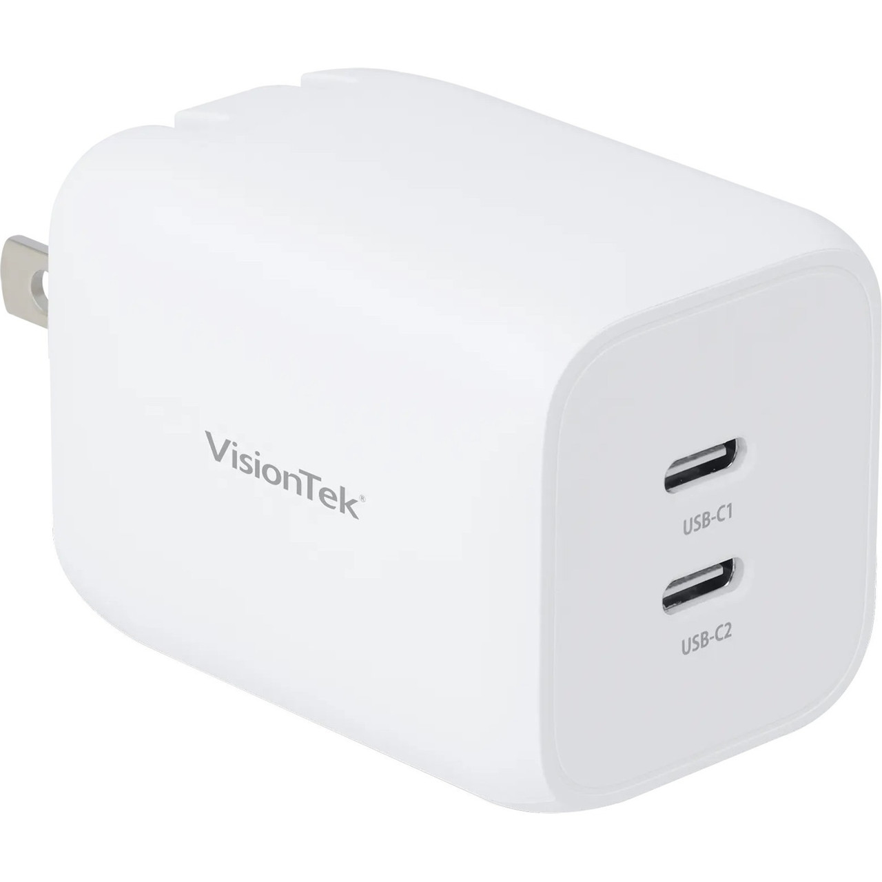 Visiontek 65W GaN II Power Adapter - 2 Port - 65 W - 120 V AC, 230 V AC Input - 5 V DC/3.25 A, 9 V DC, 12 V DC, 15 V DC, 20 V DC, 3.3 V DC, 21 V DC, 16 V DC, 5.9 V DC, 11 V DC Output - 901536