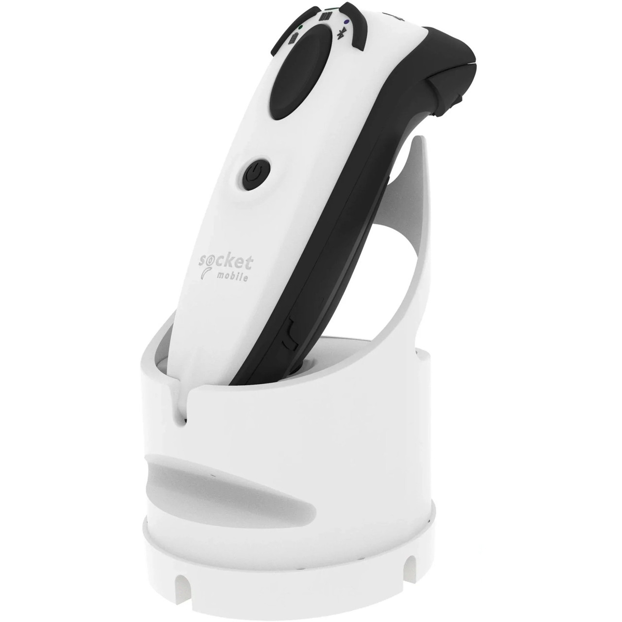 Socket D720 Barcode Scanner (with rechargeable battery pre-installed) - Cable Connectivity - 19.49" Scan Distance - 1D, 2D - Imager - Omni-directional - Bluetooth - USB - White - Stand- CX4061-3124
