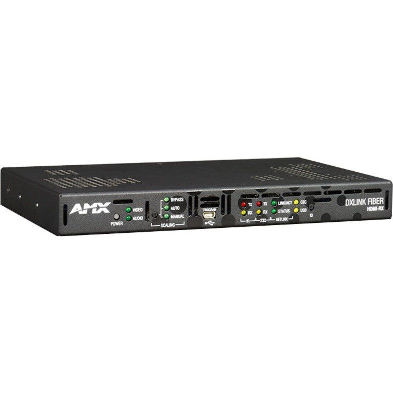 AMX DXLink DXF-RX-SMS Video Extender Receiver - 32808.40 ft Range - 1 x Network (RJ-45) - 1 x USB - 1 x HDMI In - 1 x HDMI Out - 1080p, 1080i, 720p, 576i, 480i - Full HD - 1920 x 1080 - Optical Fiber - Rack-mountable - FG1010-561FX